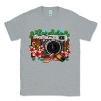 Heather Grey floral lotus leaf film roll vintage camera Classic Tee - FaDigitalArtStudio