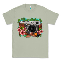 Matcha floral lotus leaf film roll vintage camera Classic Tee - FaDigitalArtStudio