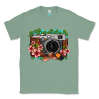 Sage floral lotus leaf film roll vintage camera Classic Tee - FaDigitalArtStudio