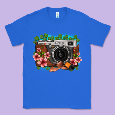 Floral Lotus Leaf Film Roll Vintage Camera Classic Tee Designed By Fadigitalartstudio
