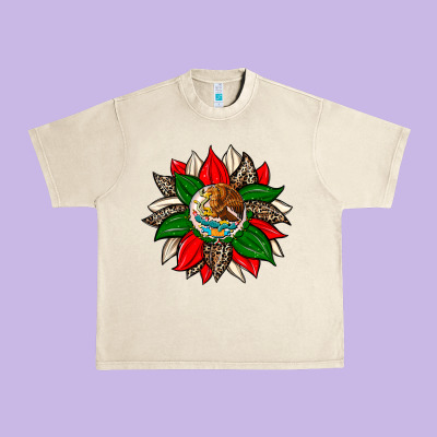 Mexican Flag Sunflower Urban Heavy Tee Designed By Zillion Design Studio