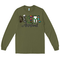 Army Green dentalassistant Long Sleeve Tee - CowhideDigitalArt