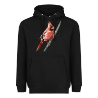 Black Northern Cardinal Bird Heavyweight Hoodie - LillyAllenDesigns