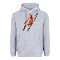 Heather Grey Northern Cardinal Bird Heavyweight Hoodie - LillyAllenDesigns