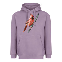 Lavender Northern Cardinal Bird Heavyweight Hoodie - LillyAllenDesigns