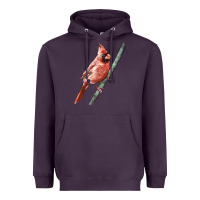 Plum Northern Cardinal Bird Heavyweight Hoodie - LillyAllenDesigns
