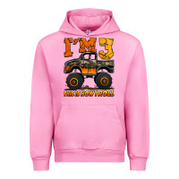 Fuchsia Pink i'm three this is how i roll monster truck birthday Urban Hoodie - Jasminsmagicworld