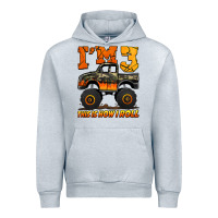 Heather Grey i'm three this is how i roll monster truck birthday Urban Hoodie - Jasminsmagicworld