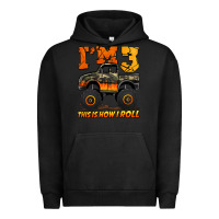 Pigment Black i'm three this is how i roll monster truck birthday Urban Hoodie - Jasminsmagicworld