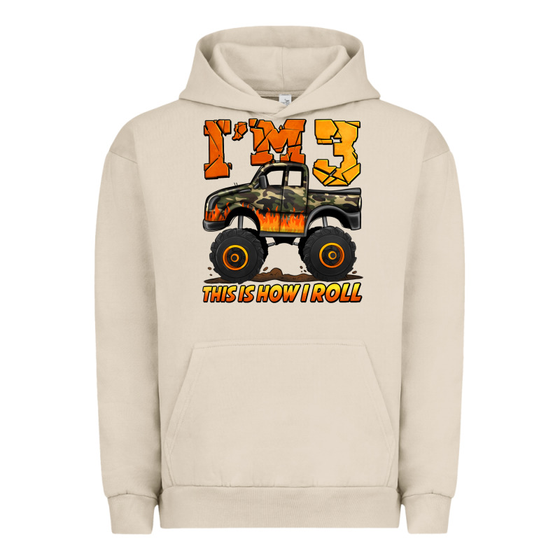 I'm Three This Is How I Roll Monster Truck Birthday Urban Hoodie by Jasminsmagicworld | Teevron