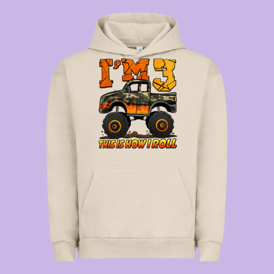 I'm Three This Is How I Roll Monster Truck Birthday Urban Hoodie Designed By Jasminsmagicworld
