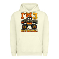 Pigment Pistachio i'm three this is how i roll monster truck birthday Urban Hoodie - Jasminsmagicworld