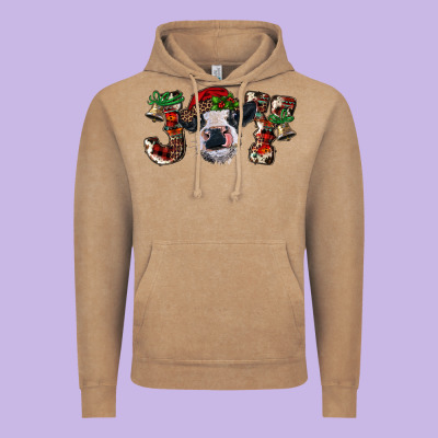 Vintage Hoodie Christmas Joy Heifer Cow