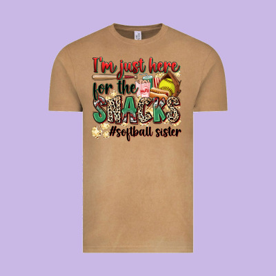 I'm Just Here For The Snacks #softball Sister Vintage Tee Designed By Zillion Design Studio