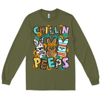 Army Green Chillin with my peeps Easter Long Sleeve Tee - OliviaCreatesArt