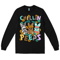 Black Chillin with my peeps Easter Long Sleeve Tee - OliviaCreatesArt