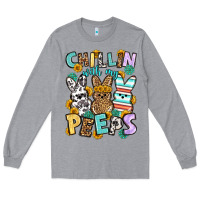 Heather Grey Chillin with my peeps Easter Long Sleeve Tee - OliviaCreatesArt