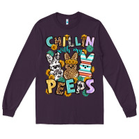 Plum Chillin with my peeps Easter Long Sleeve Tee - OliviaCreatesArt