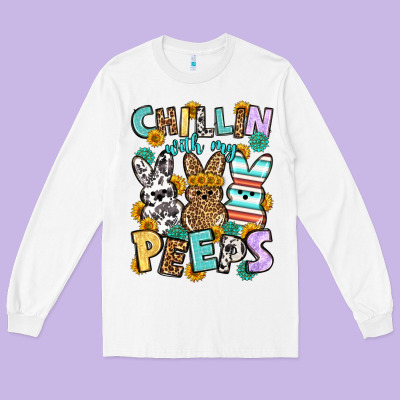Chillin With My Peeps Easter Long Sleeve Tee Designed By Oliviacreatesart