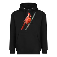 Black Northern Cardinal Bird Heavyweight Hoodie - LillyAllenDesigns