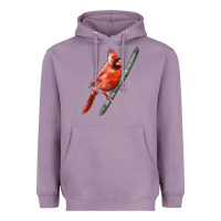 Lavender Northern Cardinal Bird Heavyweight Hoodie - LillyAllenDesigns