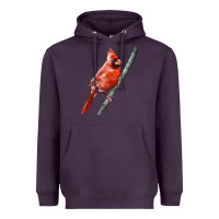 Plum Northern Cardinal Bird Heavyweight Hoodie - LillyAllenDesigns