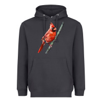 Smoke Northern Cardinal Bird Heavyweight Hoodie - LillyAllenDesigns