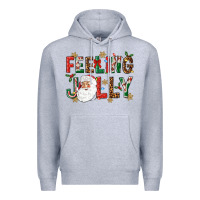 Heather Grey Feeling Jolly Premium Hoodie - NancyCooperArtShop