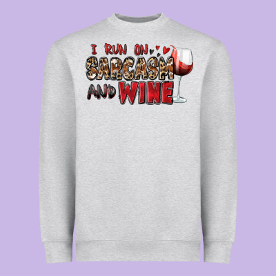 I Run On Sarcasm And Wine Heavyweight Sweatshirt Designed By Zillion Design Studio