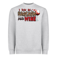 Heather Grey i run on sarcasm and wine Heavyweight Sweatshirt - Zillion Design Studio