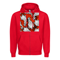 Red flying ghosts seamless pattern Zipper Hoodie - BundleAndBundleShop