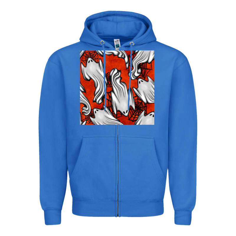 Flying Ghosts Seamless Pattern Zipper Hoodie by BundleAndBundleShop | Teevron