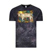 Cloud Black western charolais bull and aztec sunflower background Vintage Tee - RanaPortraitStore