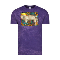 Cloud Purple western charolais bull and aztec sunflower background Vintage Tee - RanaPortraitStore
