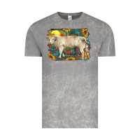 Cloud Rock western charolais bull and aztec sunflower background Vintage Tee - RanaPortraitStore