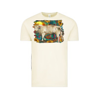 Vintage Arctic western charolais bull and aztec sunflower background Vintage Tee - RanaPortraitStore