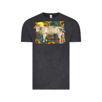 Vintage Black western charolais bull and aztec sunflower background Vintage Tee - RanaPortraitStore