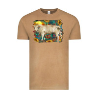 Vintage Camel western charolais bull and aztec sunflower background Vintage Tee - RanaPortraitStore