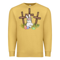 Antique Gold floral watercolor easter bunny cross Premium Sweatshirt - MaliasSmallBusiness