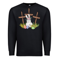 Black floral watercolor easter bunny cross Premium Sweatshirt - MaliasSmallBusiness