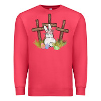 Cardinal floral watercolor easter bunny cross Premium Sweatshirt - MaliasSmallBusiness