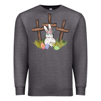 Charcoal Heather floral watercolor easter bunny cross Premium Sweatshirt - MaliasSmallBusiness