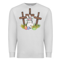 Dove Grey floral watercolor easter bunny cross Premium Sweatshirt - MaliasSmallBusiness
