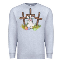 Heather Grey floral watercolor easter bunny cross Premium Sweatshirt - MaliasSmallBusiness