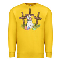 Lemon floral watercolor easter bunny cross Premium Sweatshirt - MaliasSmallBusiness