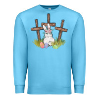 Ocean Blue floral watercolor easter bunny cross Premium Sweatshirt - MaliasSmallBusiness