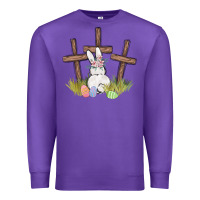 Purple floral watercolor easter bunny cross Premium Sweatshirt - MaliasSmallBusiness