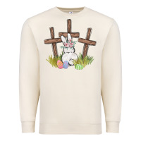 Sandshell floral watercolor easter bunny cross Premium Sweatshirt - MaliasSmallBusiness