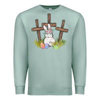 Seafoam floral watercolor easter bunny cross Premium Sweatshirt - MaliasSmallBusiness