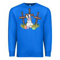 True Royal floral watercolor easter bunny cross Premium Sweatshirt - MaliasSmallBusiness